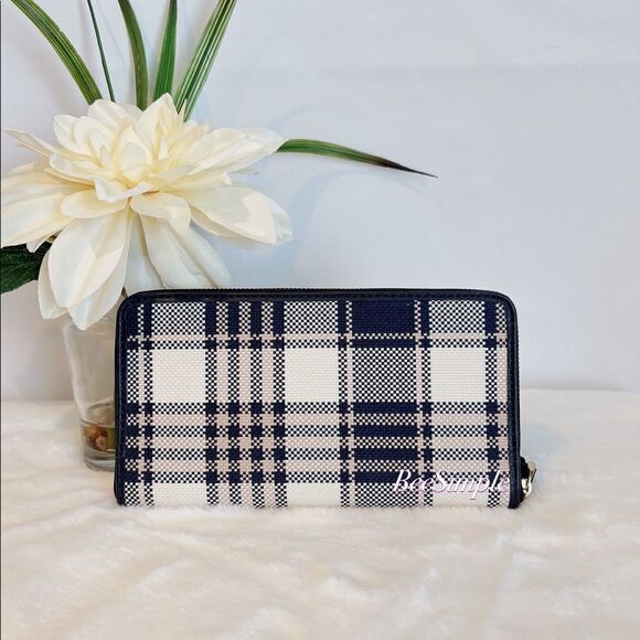 Coach Dempsey Large Phone Wallet With Garden Plaid Print And Coach Patch - Picture 2 of 5